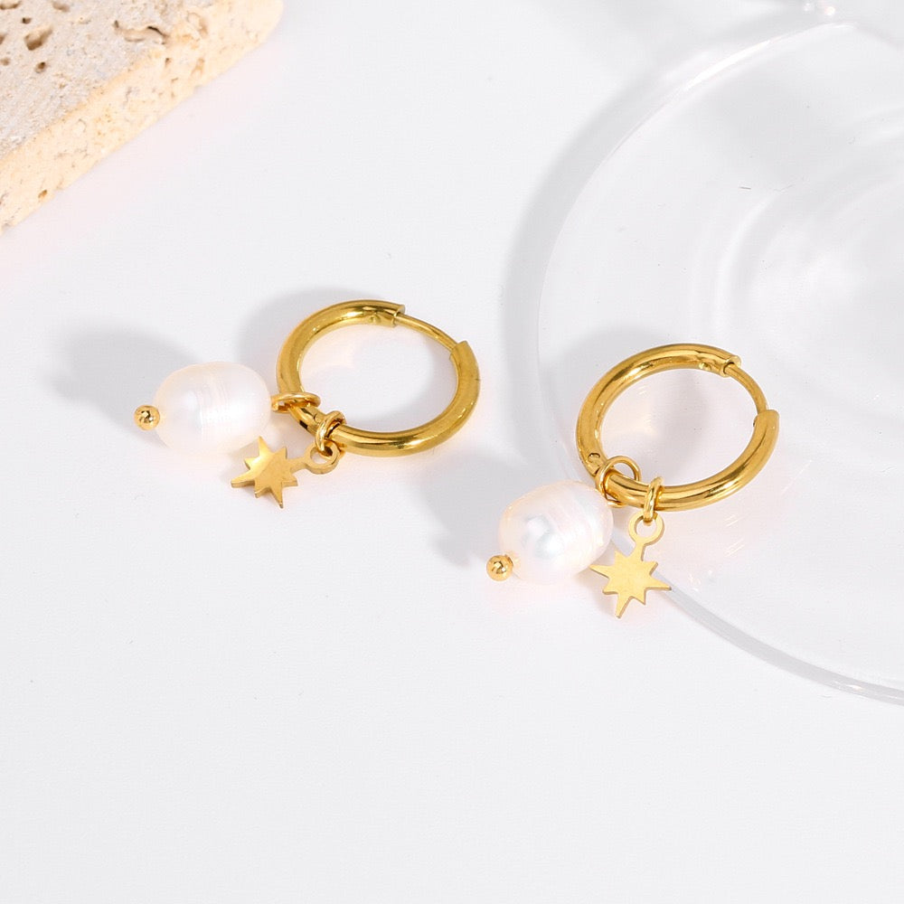 Star pearl hoops