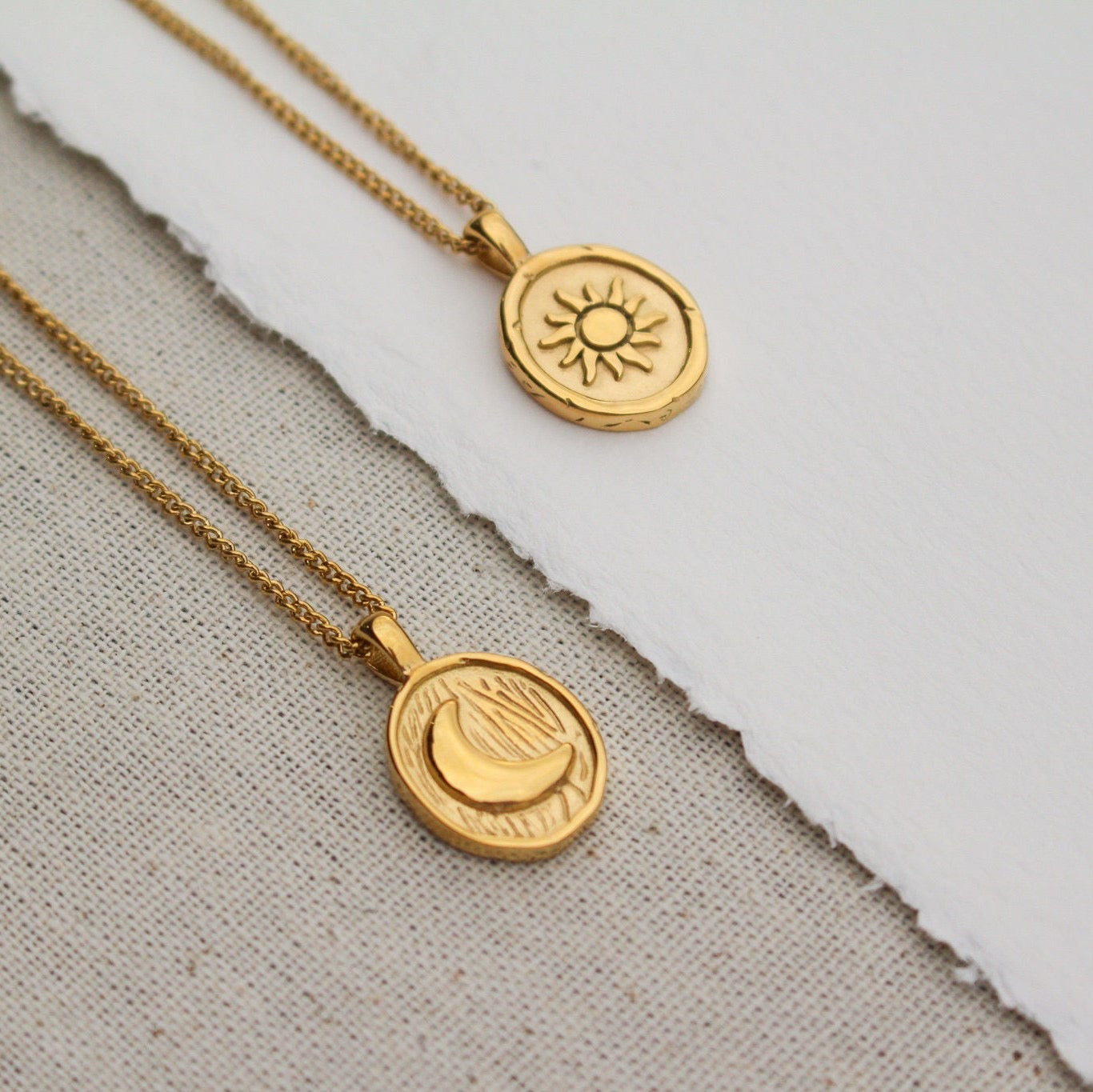 Sun and moon medallion necklace