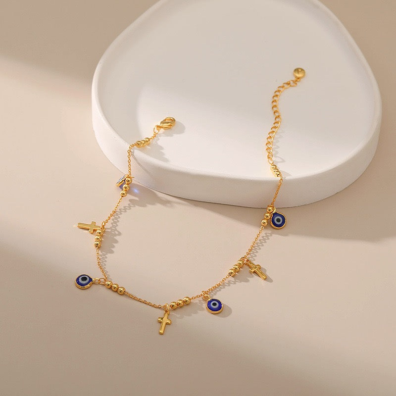 Eye cross anklets