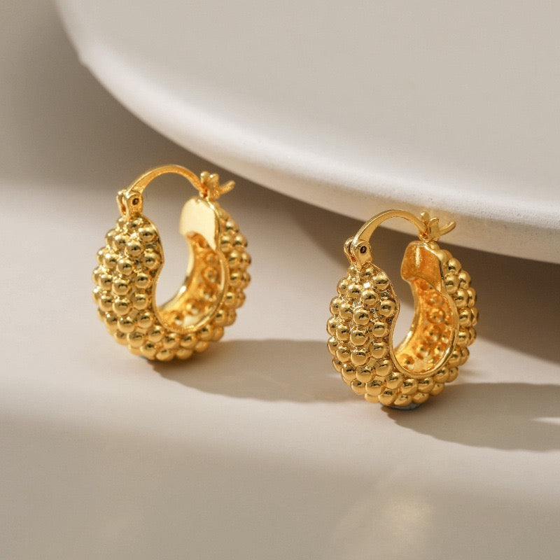 Classic golden beady hoops