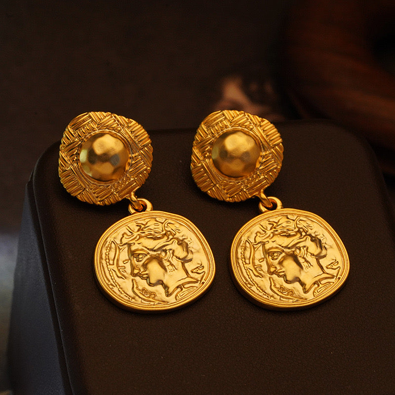 Gold coins earrings