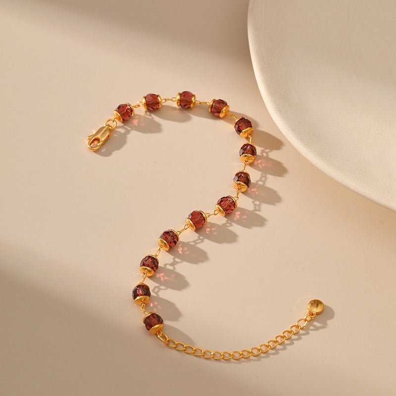 Garnet gold plated bracelet