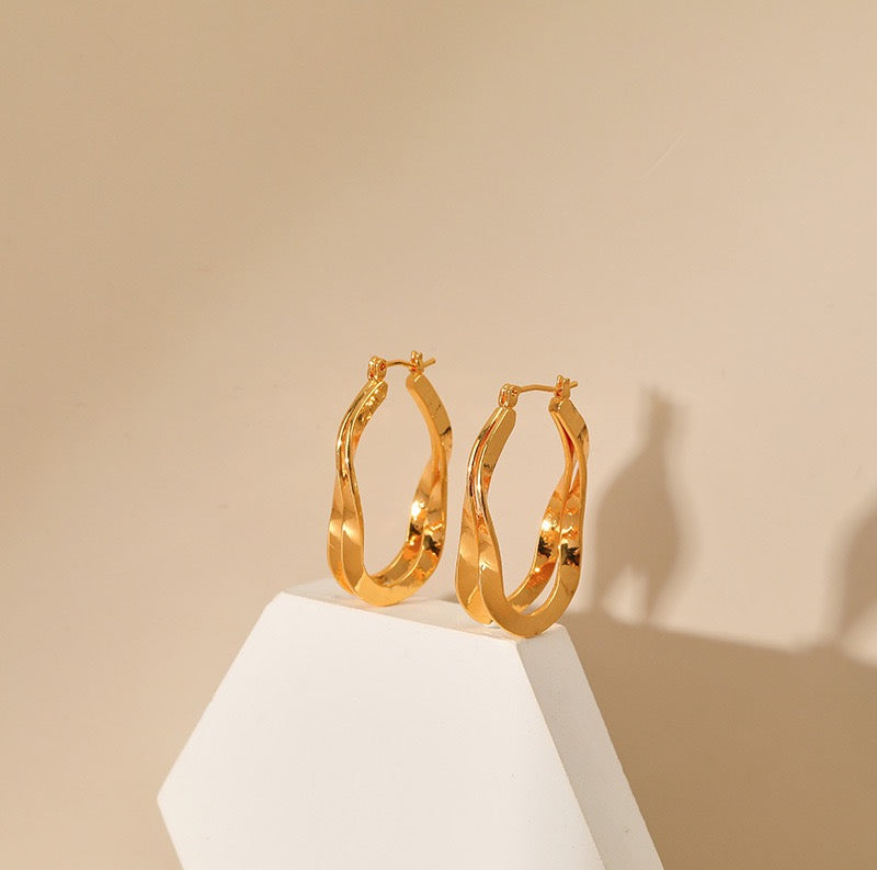 Layers gold plated hoops