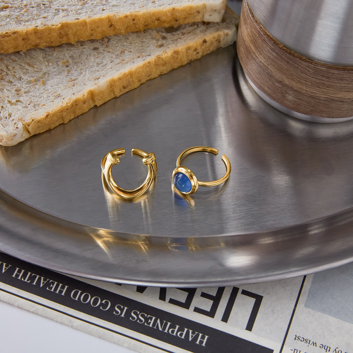 Blue horse shoe rings collection