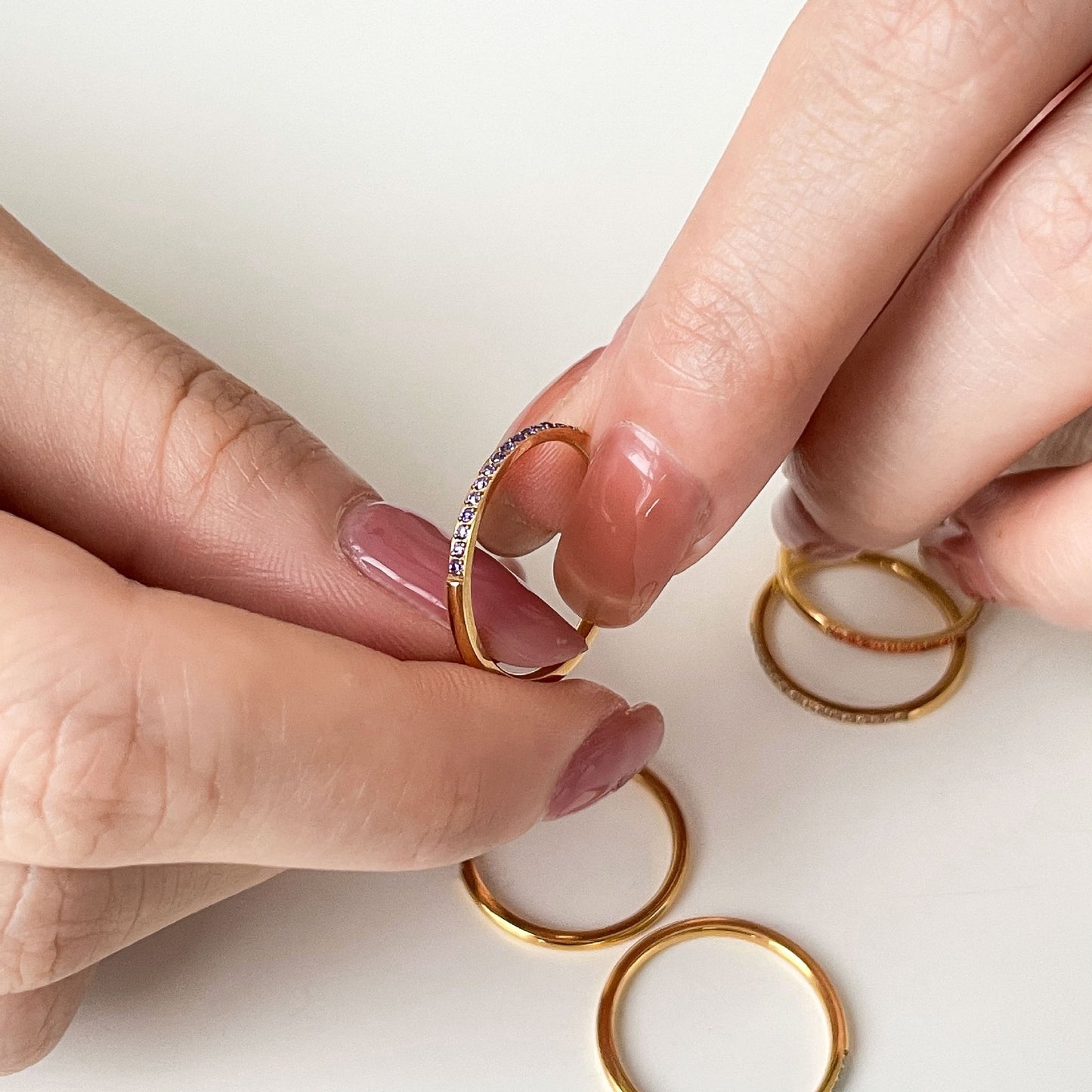 Dainty skinny zircon rings