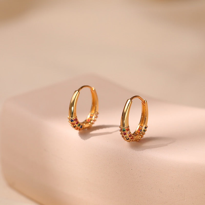 Classic zircon gold plated hoops