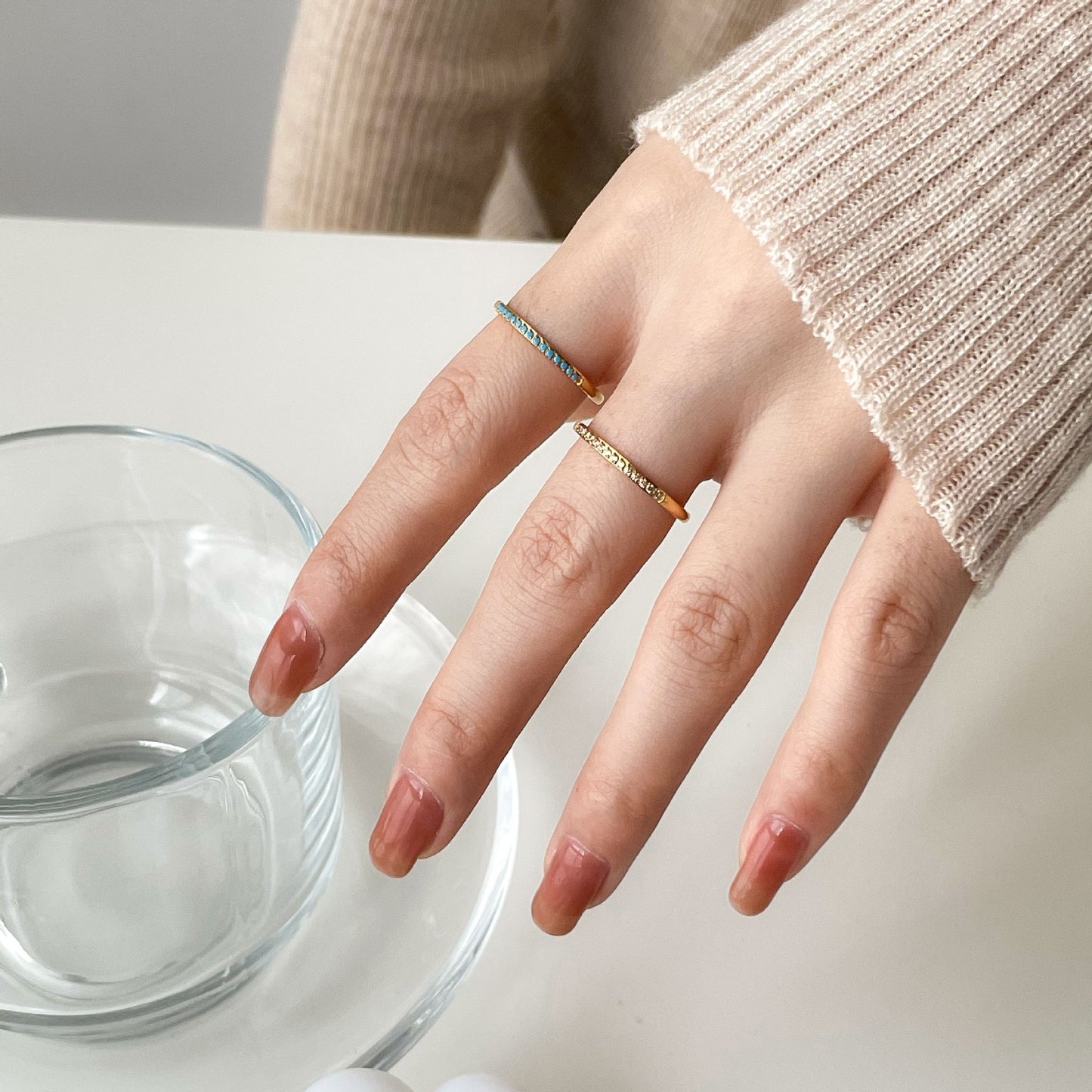 Dainty skinny zircon rings