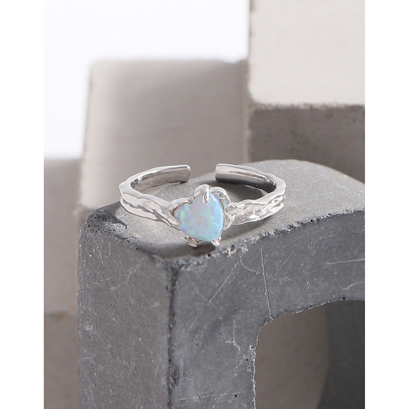 opal heart rings