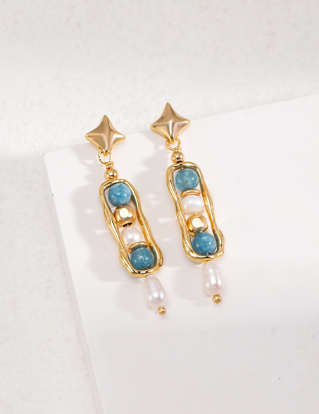 Amzonite pearl earrings