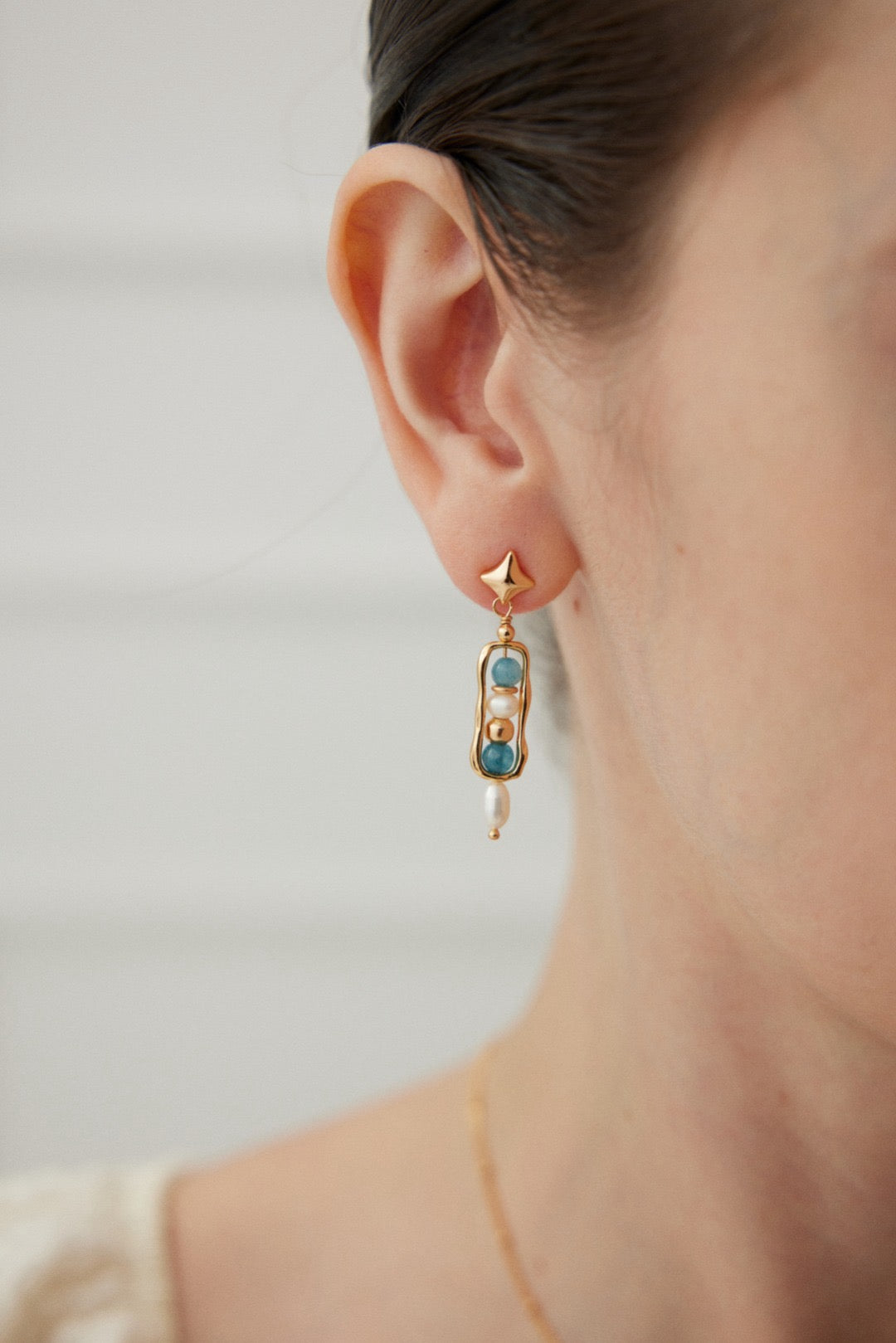 Amzonite pearl earrings