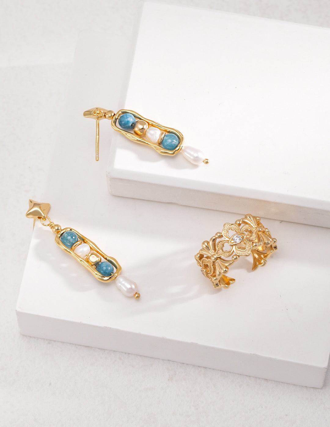 Amzonite pearl earrings