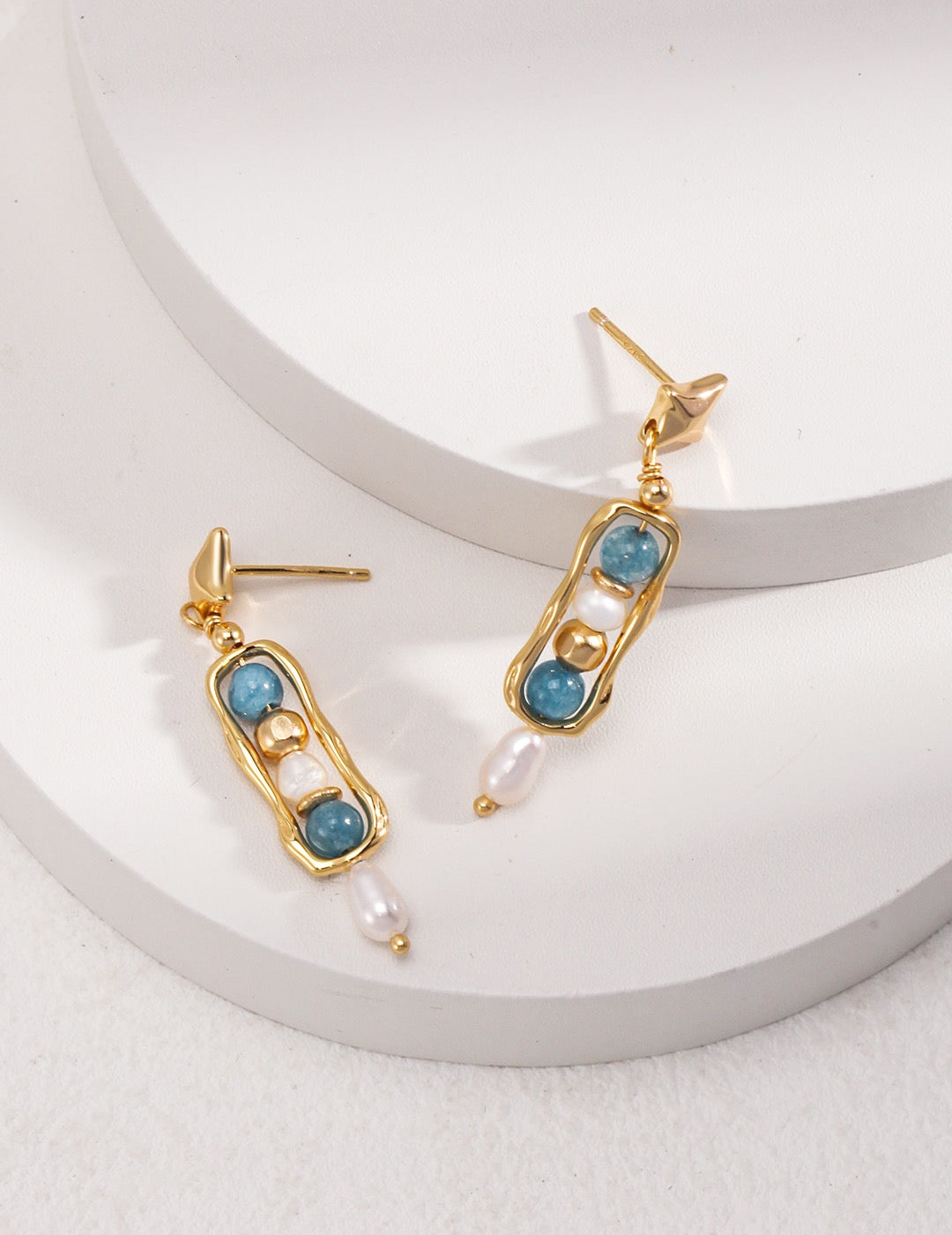 Amzonite pearl earrings