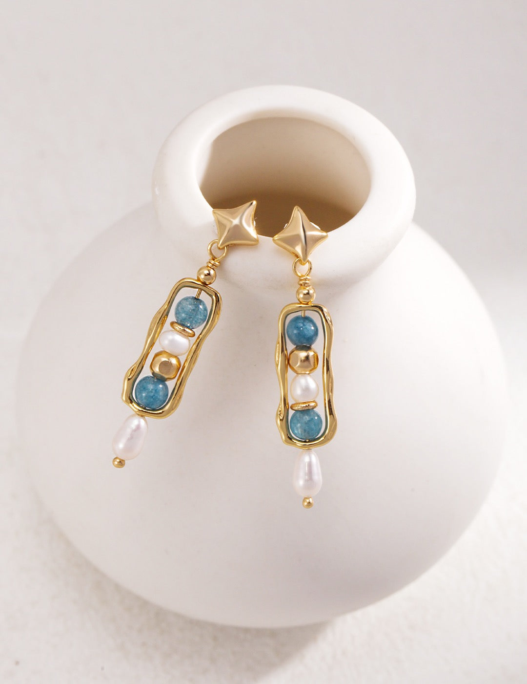 Amzonite pearl earrings