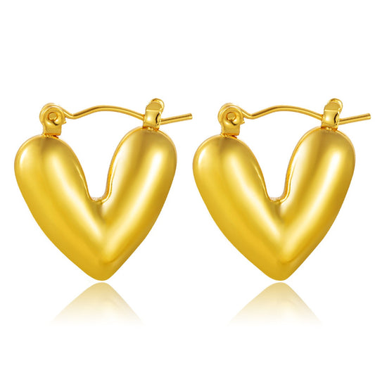 Chubby dainty heart hoops