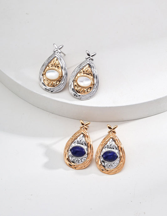 Yves lapis mother Pearl earrings