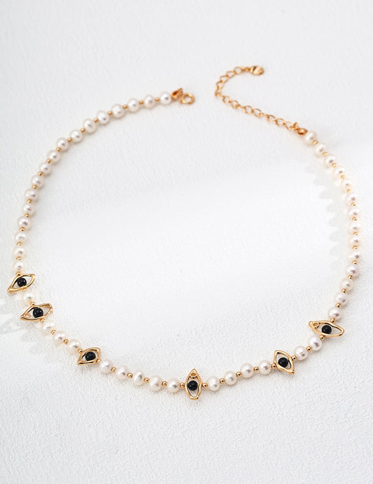 Frostvale Black agate eye pearl necklace