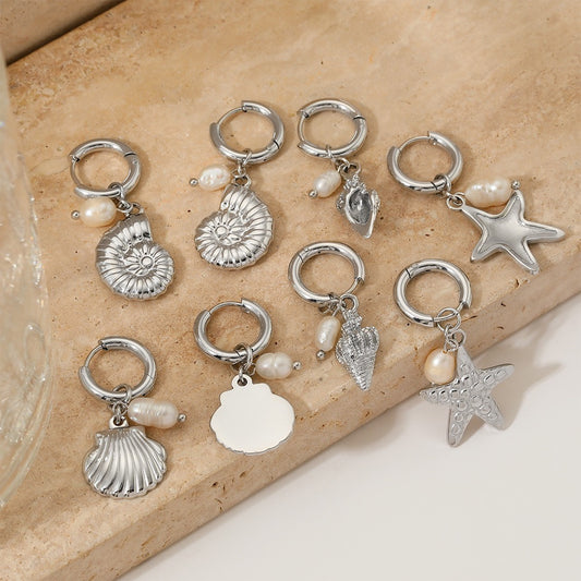 Ocean pearl hoops