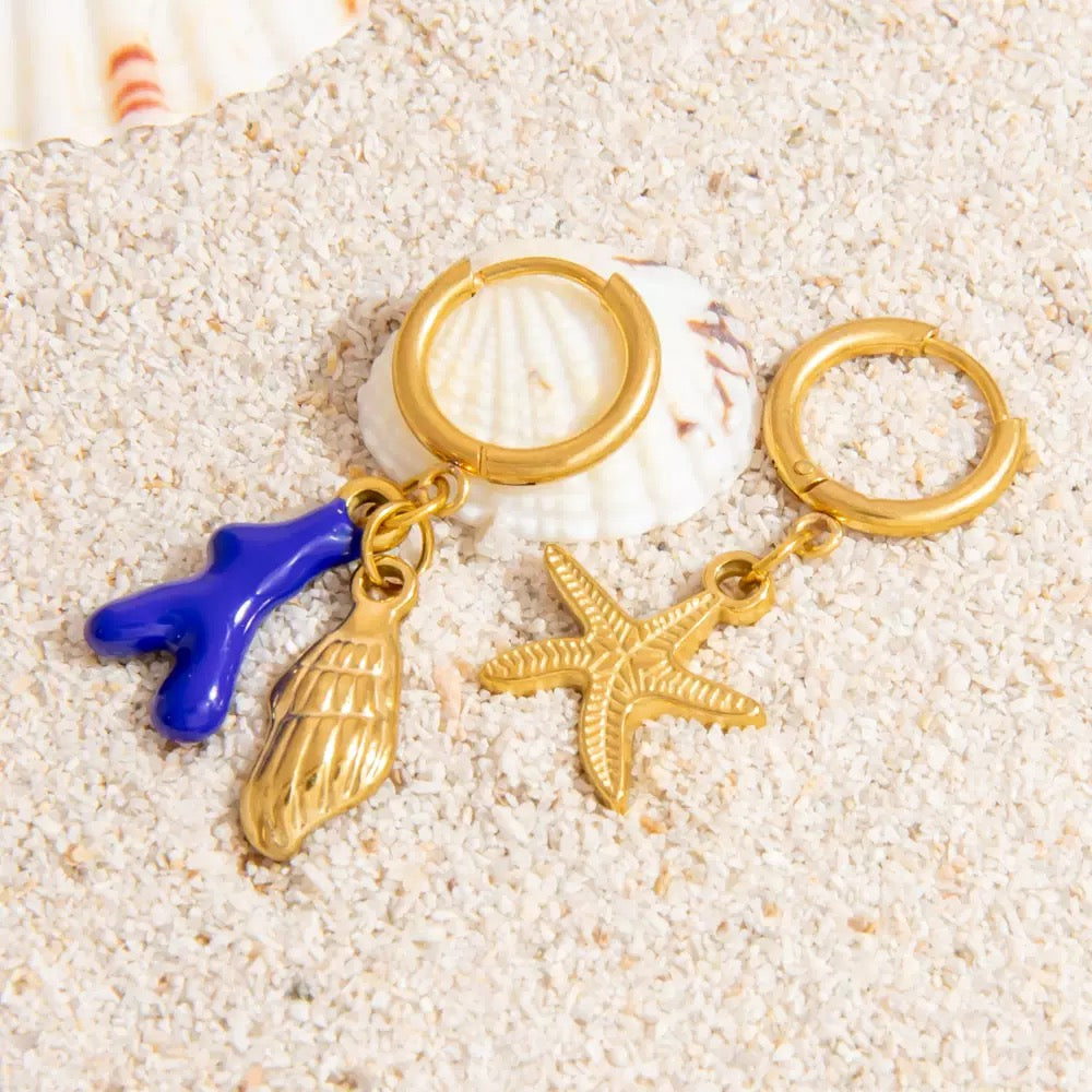 Blue coral earrings