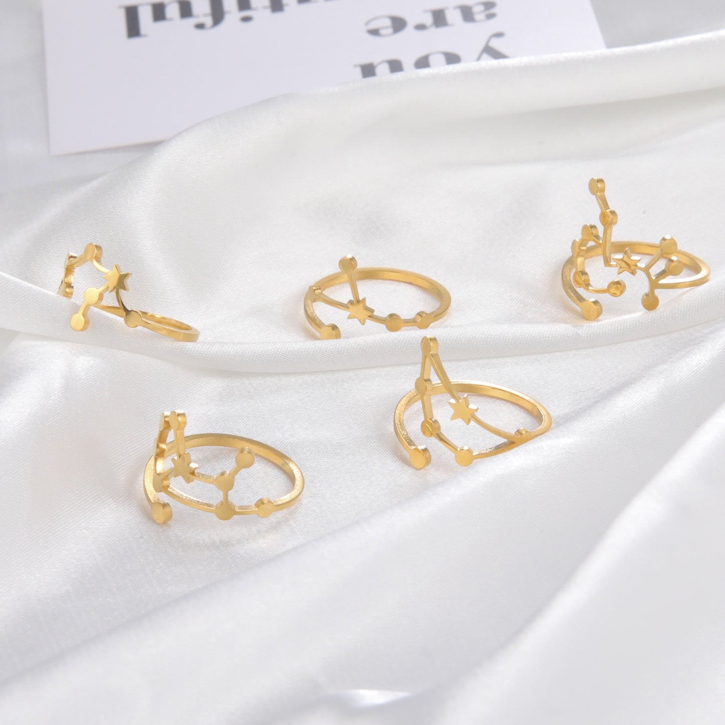 Zodiac star signs rings