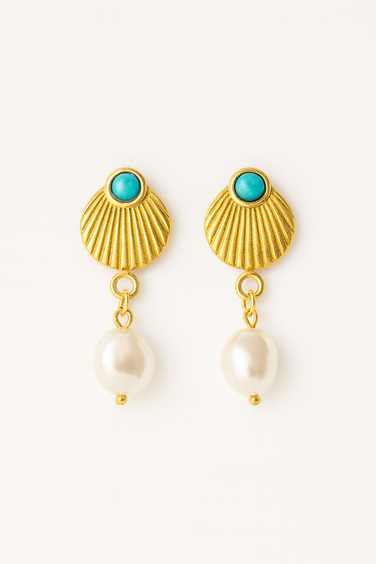 Blue shell earrings