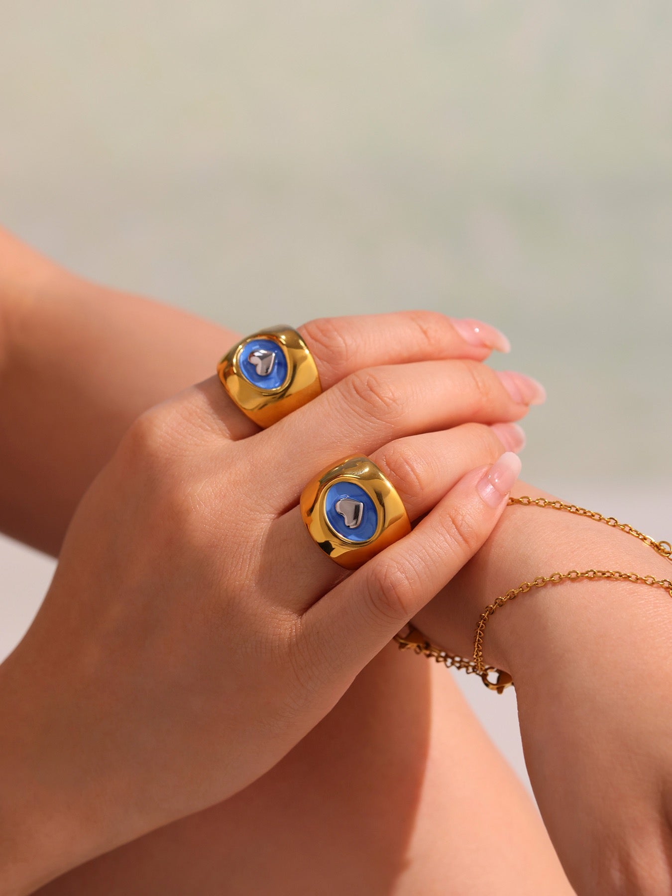 Blue hearts rings