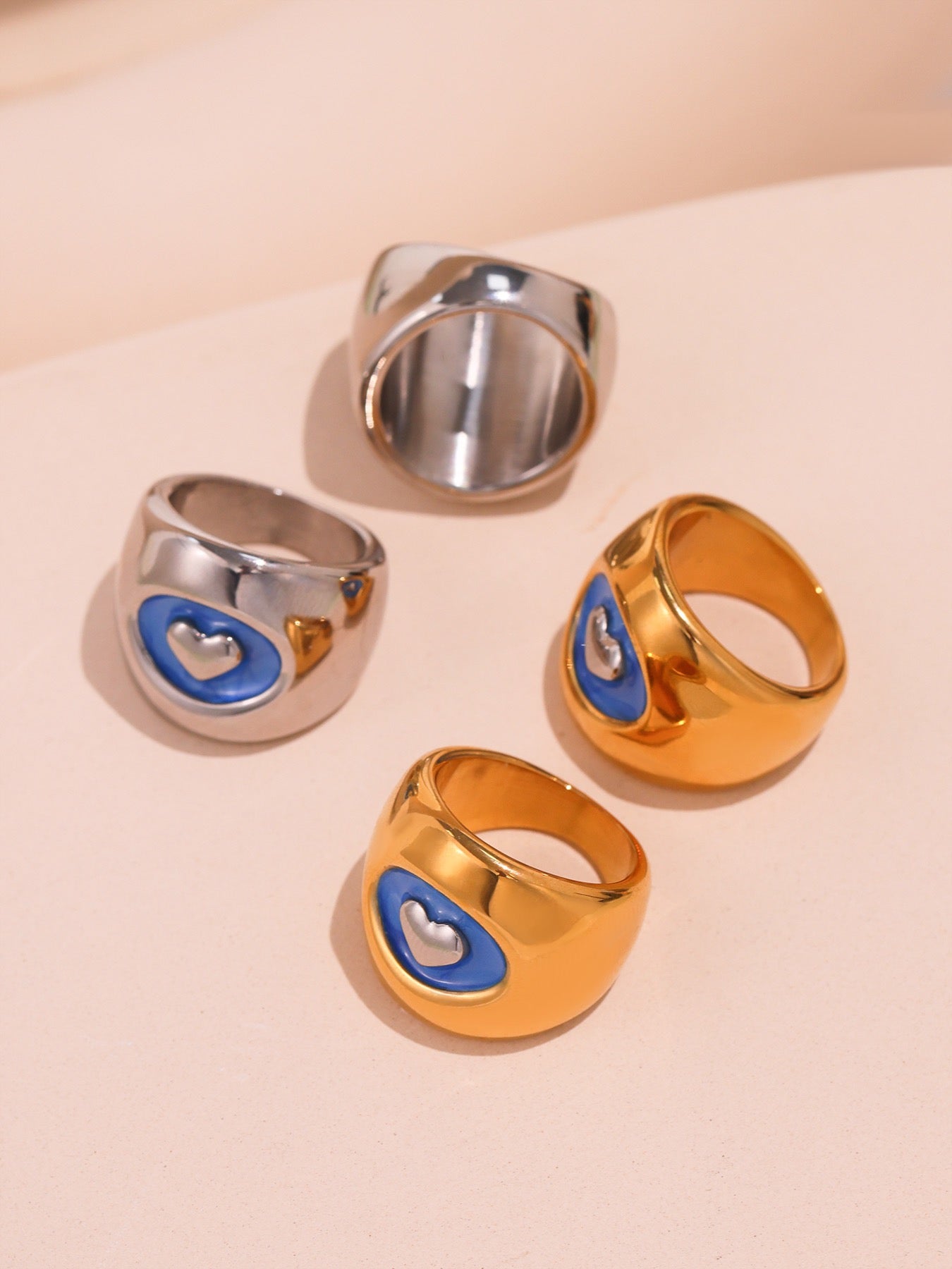 Blue hearts rings