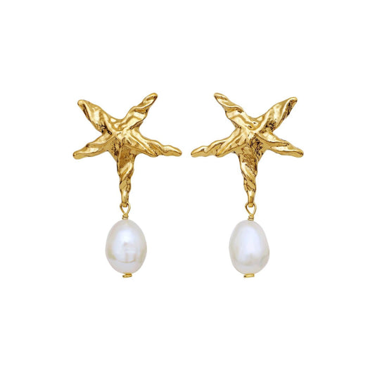 Dainty starfish pearl earrings