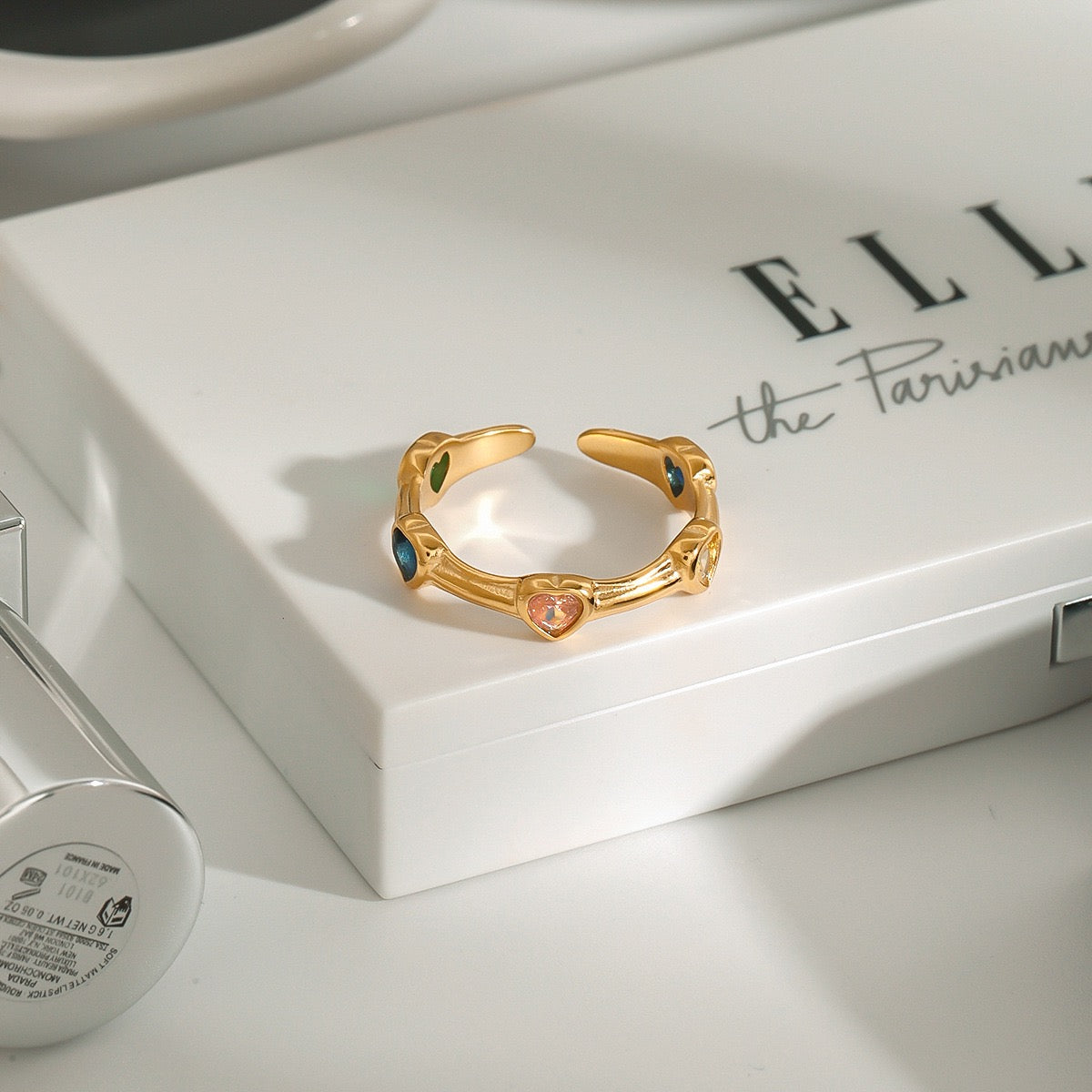 Rainbow heart ring