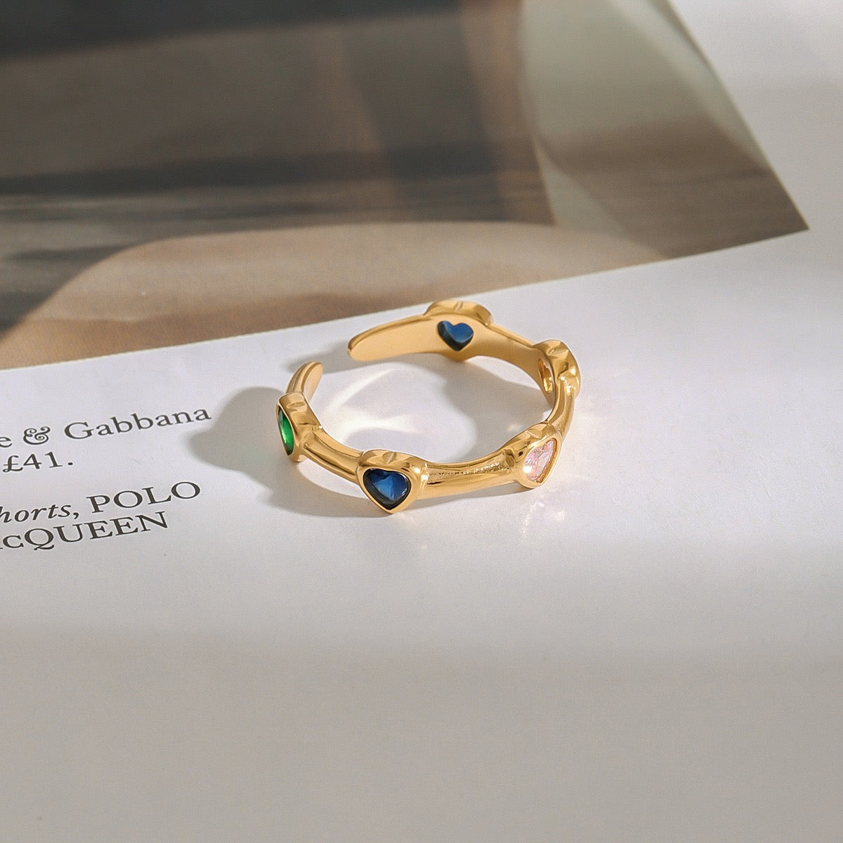 Rainbow heart ring