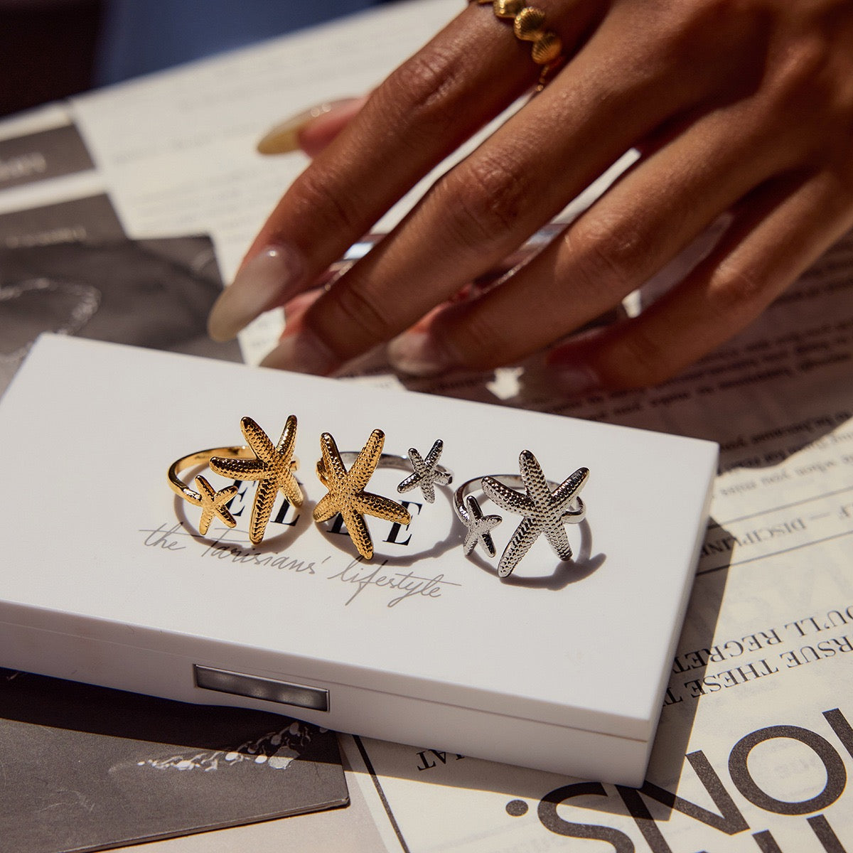 Beachside star shell rings collection