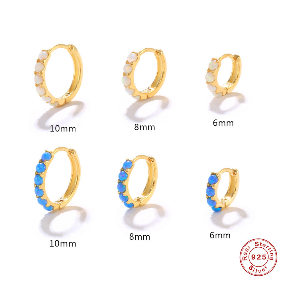 Australian opal mini hoops