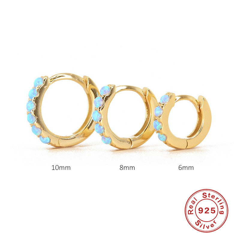 Australian opal mini hoops