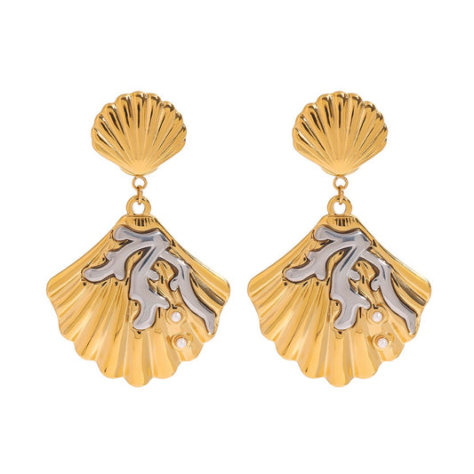 Mix double shell earrings