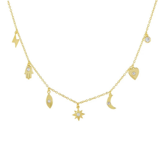 Sterling silver dainty charm necklace