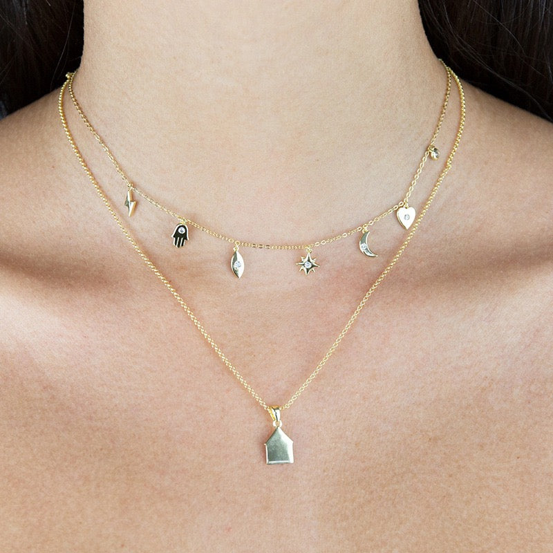Sterling silver dainty charm necklace