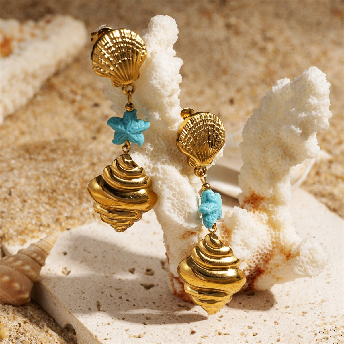 Blue shell earrings