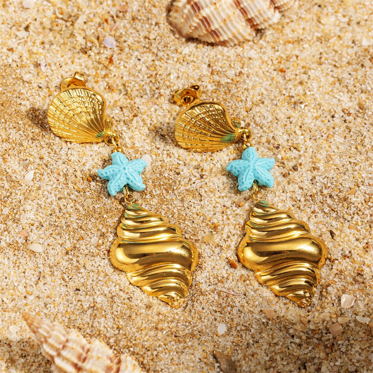 Blue shell earrings