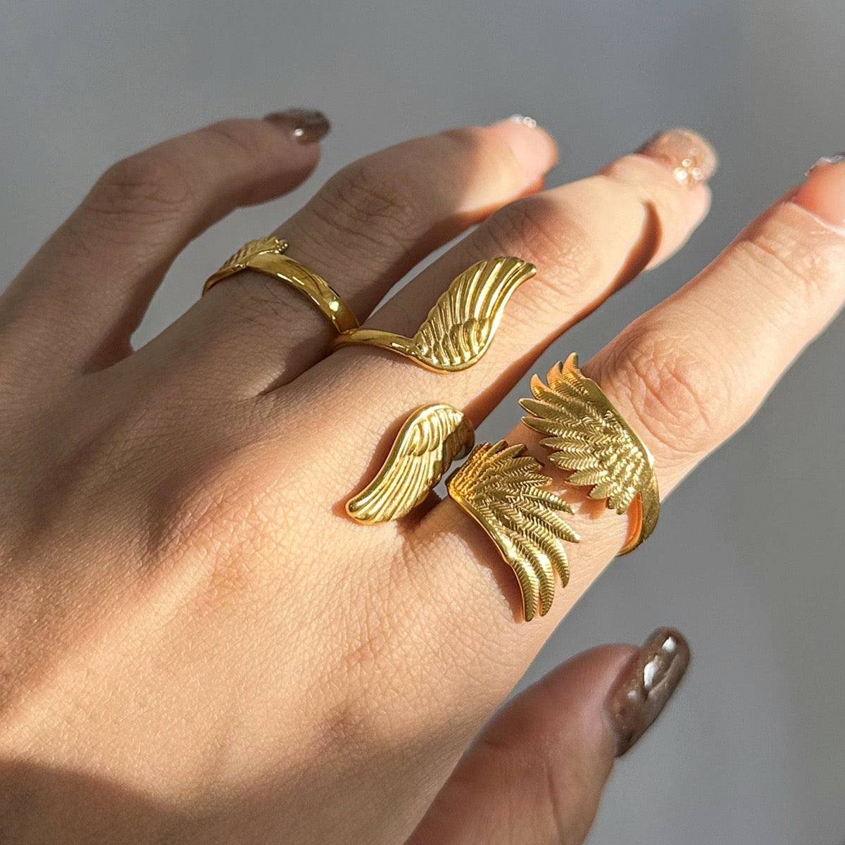 Angel wings rings