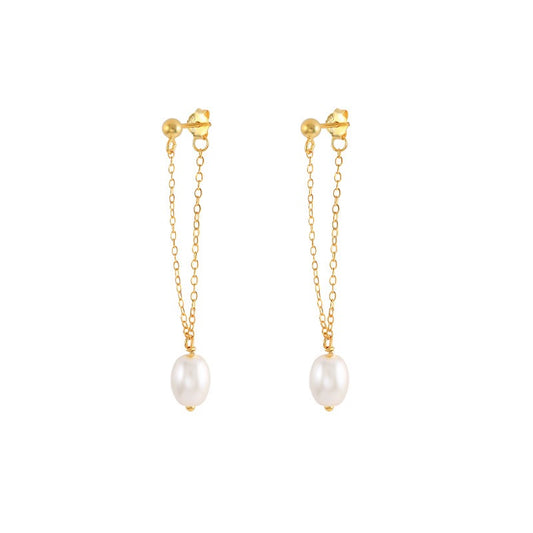 Dainty pearl hoops
