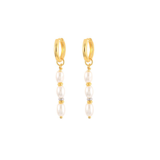Dainty pearl hoops