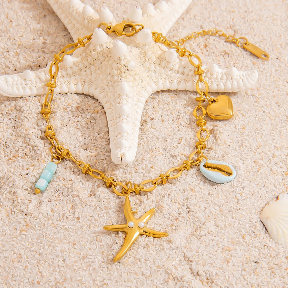 Blue starfish charm bracelet
