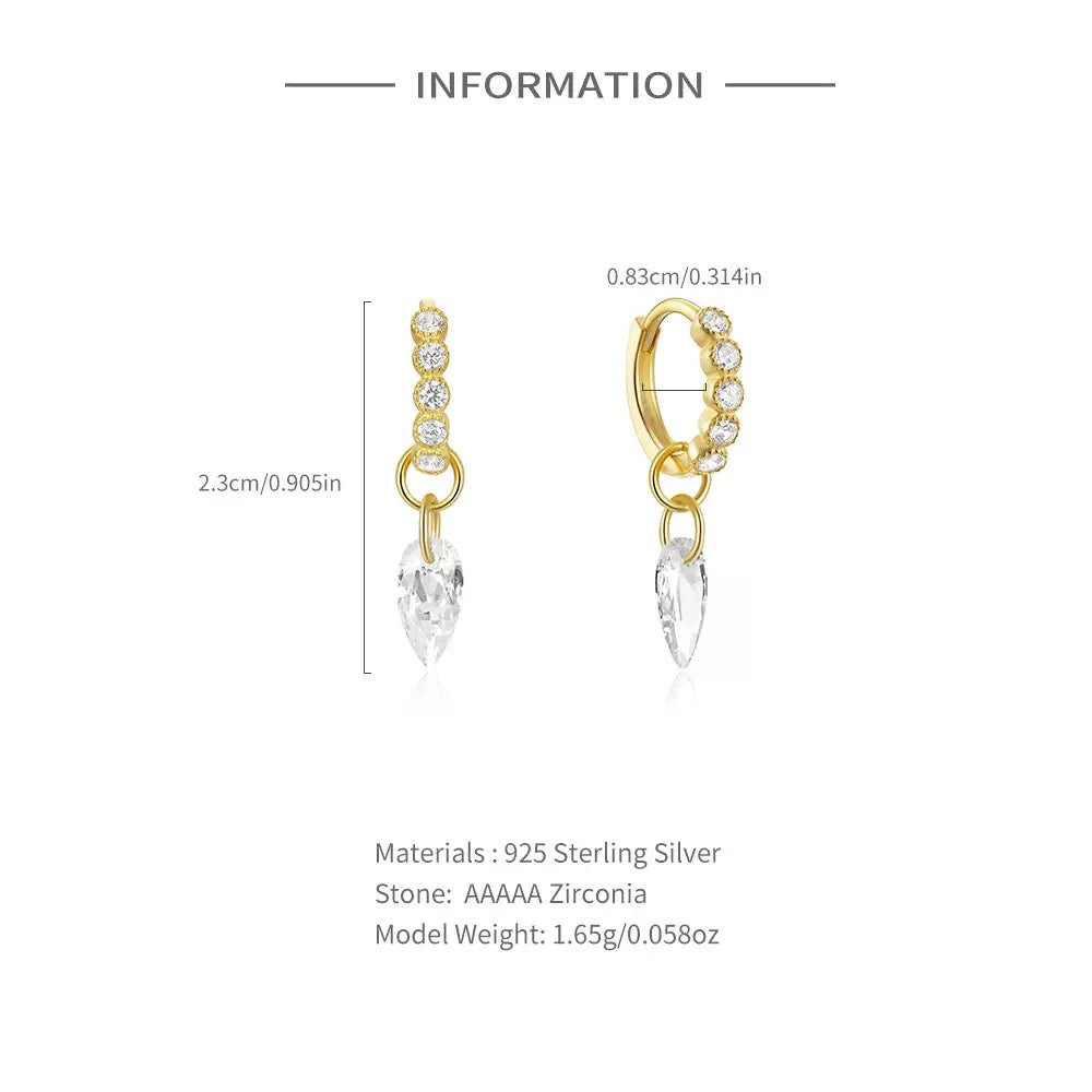 Dainty drop hoops