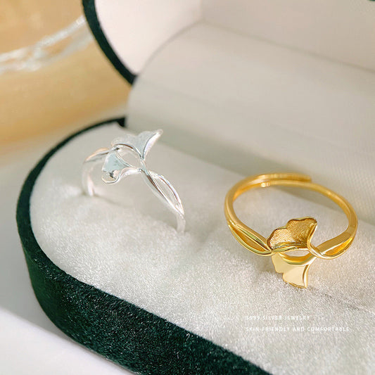 Leaf sterling silver rings