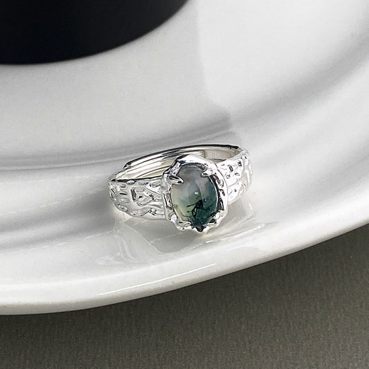 Natural stone sterling silver ring