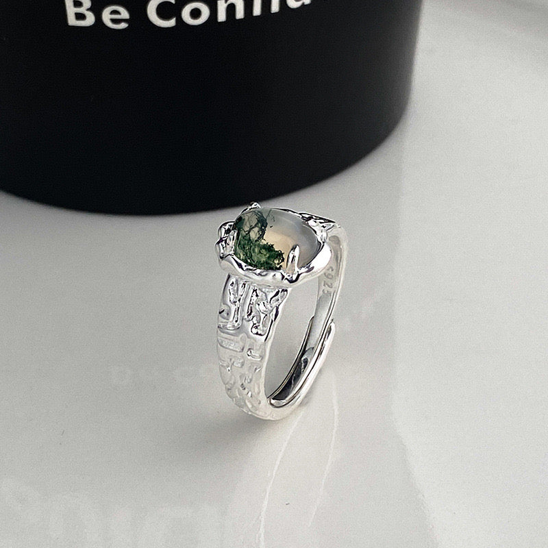 Natural stone sterling silver ring