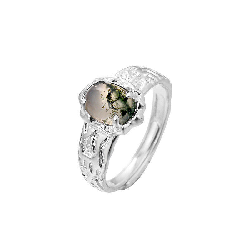 Natural stone sterling silver ring