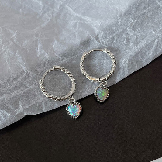 Australian opal sterling silver earrings