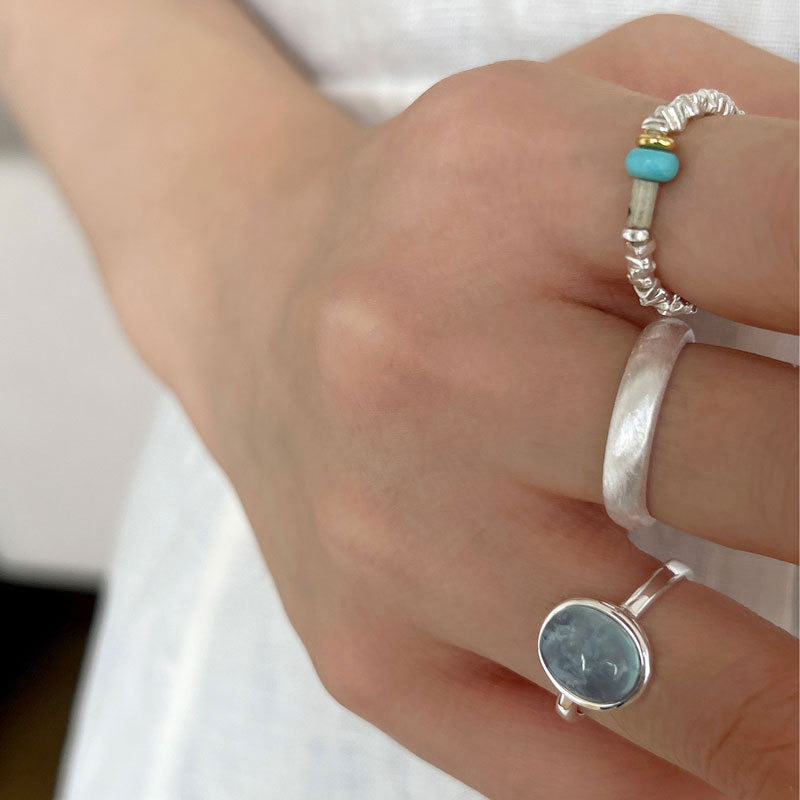 Aqua sterling silver ring