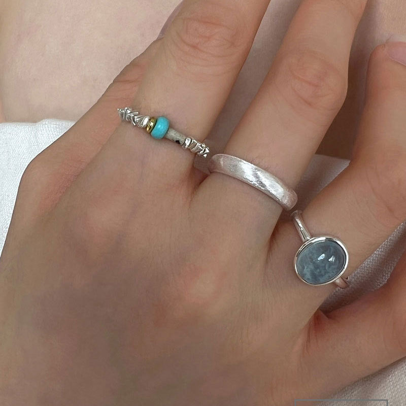 Aqua sterling silver ring