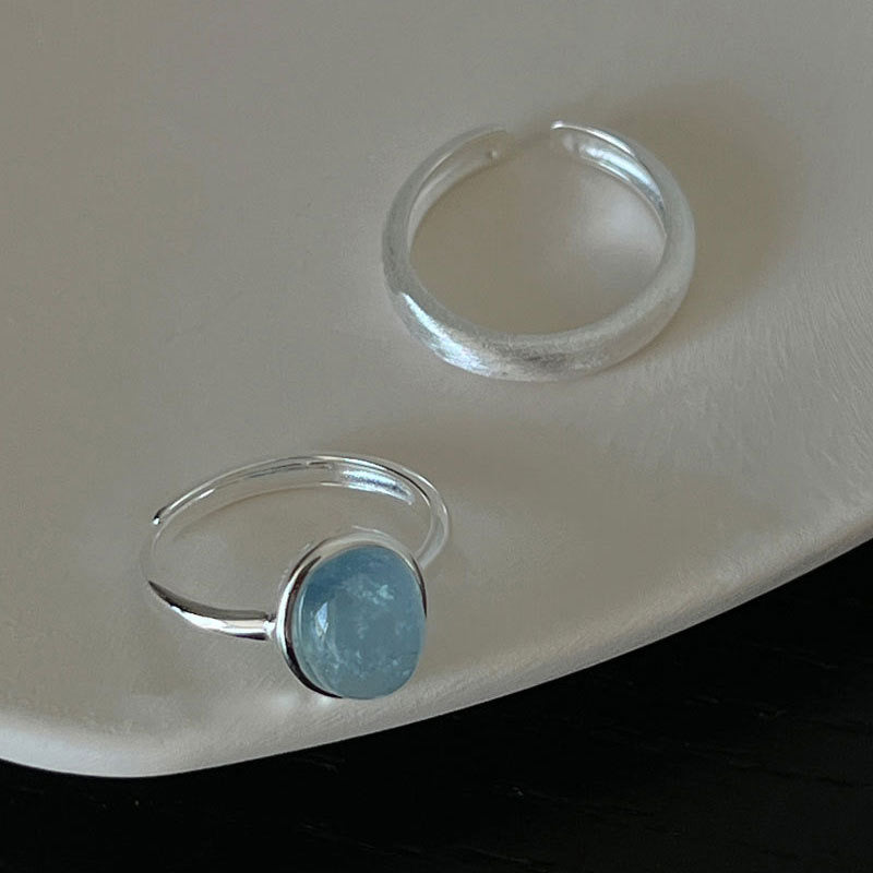 Aqua sterling silver ring